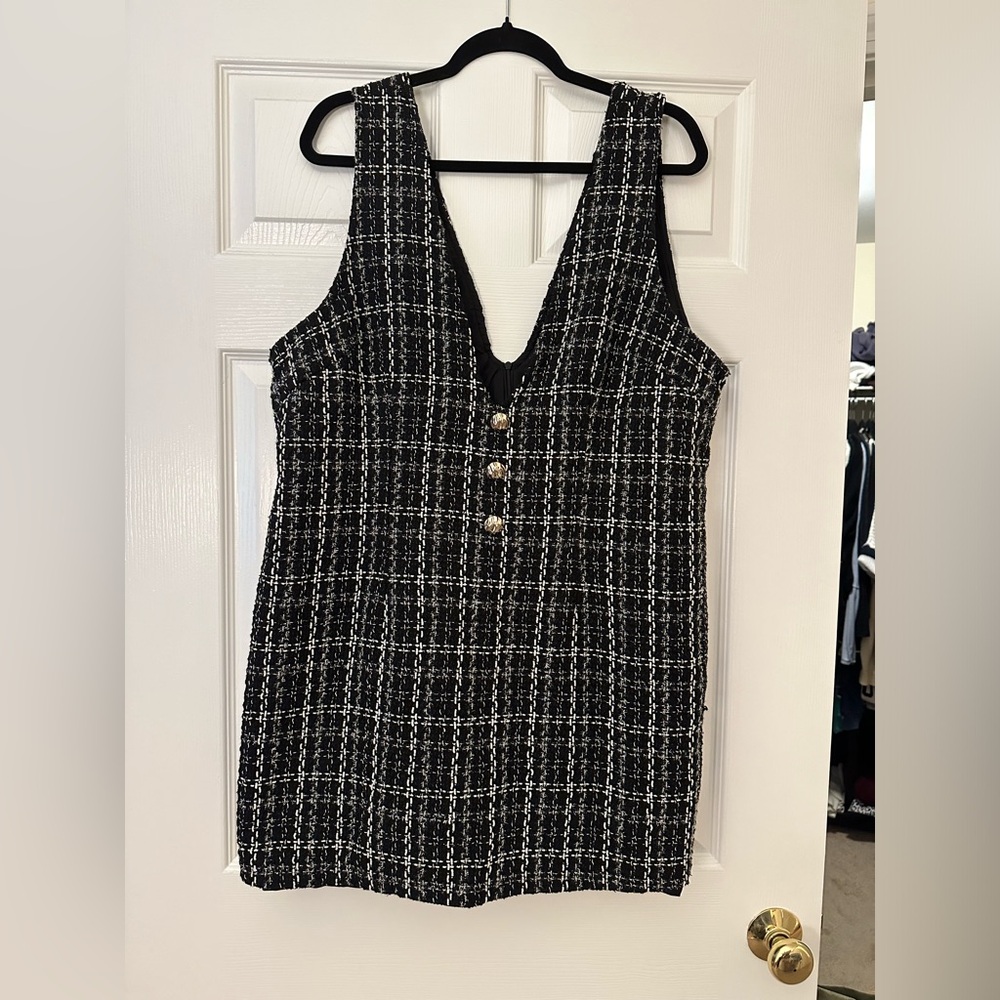 SHEIN Black and White Tweed Dress